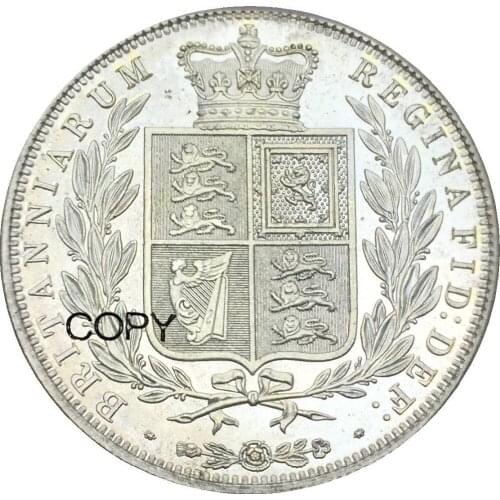 United Kingdom 1/2 Crown 1876 Victoria young head Cupronickel Plated Silver Copy Coins
