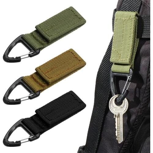 Military Tactical Hanging Key Hook Clip Clamp Buckle Nylon Webbing Molle Belt Carabiner Outdoor Strap Climbing Accessories