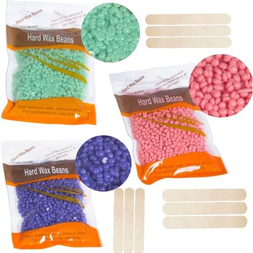 100g Wax beans Depilatory Hot Film Hard Wax Pellet Bean Hair Removal Waxing Bead Wood Stickers No Strip Depilatory For Bikini