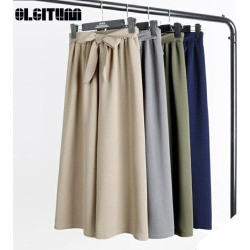 2020 Summer New High Waist Thin Wlastic Waist Tie Bow Tie Wide Leg Pants Female Nine-Point Pants Casual Straight Pants Women