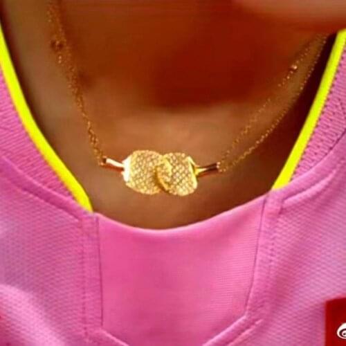 Women Necklace Clavicle Chain Pingpong Paddles Pendant Female Electroplating Long Lasting Necklace for Anniversary