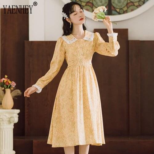 Vintage Solid Dress for Large Size Women Japan Mori Girl Style Square Collar Full Sleeve Midi Dresses Vestido Mujer Women