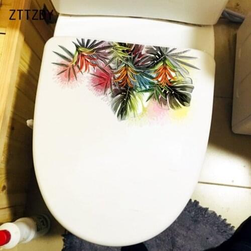 ZTTZDY 26×14.4CM Painted Plant Leaves Fashion Toilet Decoration Fashion Home Wall Stickers Decals T6-0177
