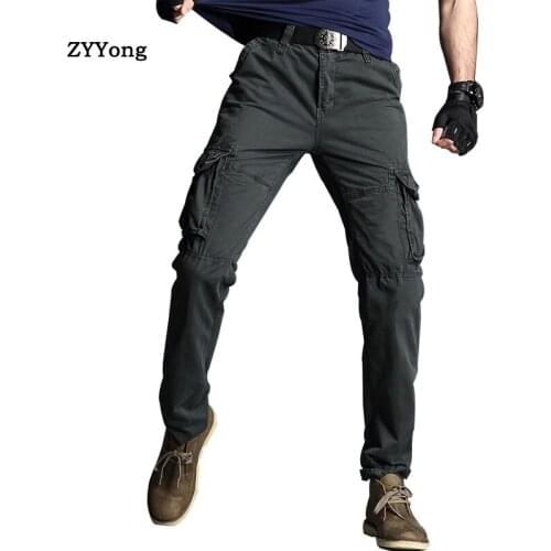 ZYYong Mens Casual Pants Straight Outdoor Wear-Resistant Mens Military Pants Tactical Overalls Soft Mens Lightweight Trousers