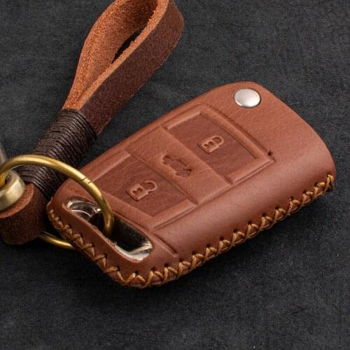 1 Pcs Genuine Leather Car Folding Key Cover For VW Golf 7 Volkswagen MK7 New Polo For Skada Octavia A7 3BTNS SEAT Leon key Case