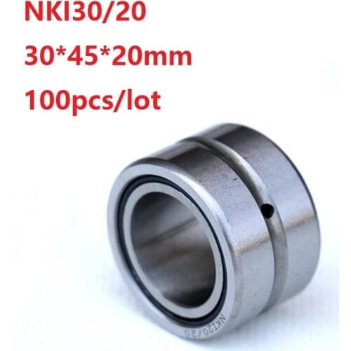 100pcs/lot NKI30/20 30*45*20mm NKI3020 Needle Roller Bearings Entity ferrule needle roller bearing 30×45×20mm