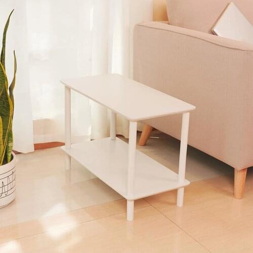 2-Tier End Table Coffee Side Table Nightstand with Open Design Wood Grain Home Decor Furniture for Living Room Bedroom Balcony