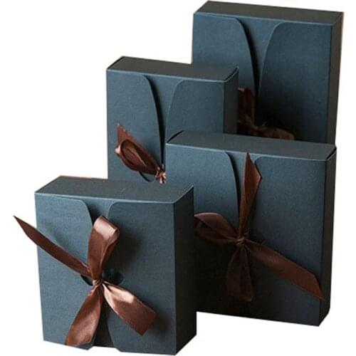 350g Kraft Paper Cookies Boxes 4Kinds of Size Black And Brown Color Gifts Packaging Boxes Jewelry Sets Food Storage Paper Boxes