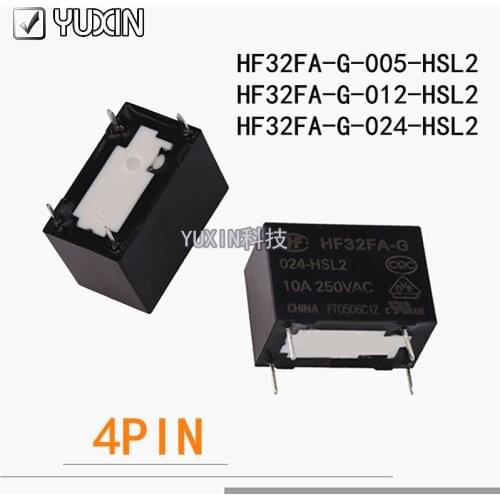 5pcs/lot New Relay HF32FA-G-005-HSL2 HF32FA-G-012-HSL2 HF32FA-G-024-HSL2 24V HF32FA G 024 HSL2 24VDC 12V 5VDC 4PIN 10A