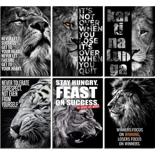 5D Diy Diamond Painting Lion Cross Stitch Full Square Diamond Embroidered Animal Mosaic Rhinestone Text Home Decoration