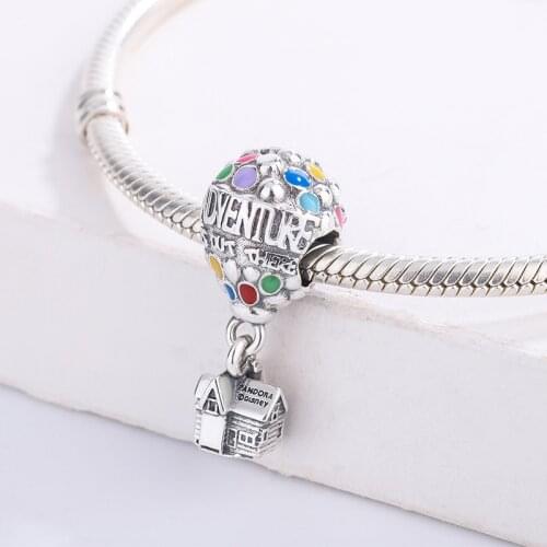 925 Sterling Silver CZ Colored Zircon Up House Hot Air Balloons Pendant Charm Bracelet DIY Jewelry For Original Pandora