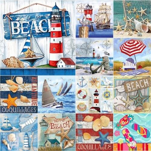 5D DIY Diamond Painting Sea View Diamond Embroidery Navigation Cross Stitch Full Square Round Drill Home Decor Manual Art Gift