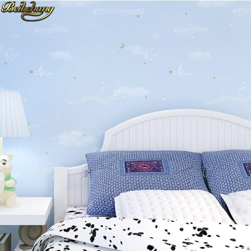 Beibehang Modern minimalist star wallpaper for kids room bedroom Blue sky white clouds wallpaper roll living room TV background