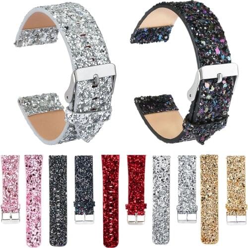 Shiny Glitter Christmas Leather Band for Samsung Gear S3 Strap Metal Buckle Wristband for Gear S3 Frontier S3 Classic