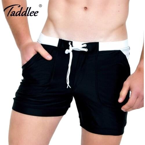 Taddlee Brand Sexy Mens Swimwear Beach Board Boxer Trunks 2017 New Men Solid Basic Plus Big Size Swimsuits Surfing Boardshorts