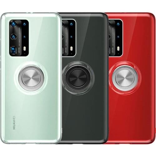 100pcs/lot Soft TPU Back Phone Case Anti-fall Protective Shell With Metal Ring For Huawei Mate 40 30 P40 Pro Lite Plus
