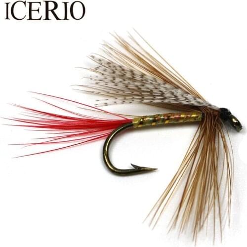 ICERIO 8PCS Gold Ribbed Wet Flies for Trout Fly Fishing Lures #10