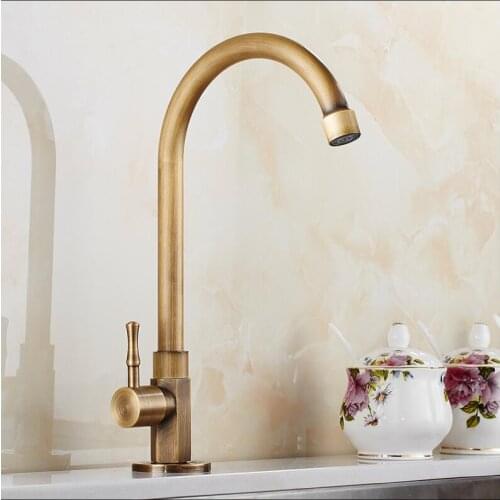Fashion Single Cold Basin Faucet Europe style total brass antique bronze kitchen faucet swivel kitchen mixer tap,sink tap
