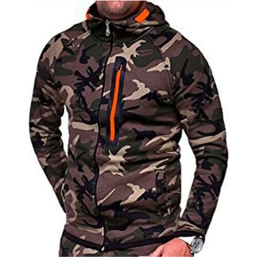 Camouflage Cardigan Men Hooded Hoodies Zipper Sweatshirts Pull Homme Hiver Sueter Hombre Sweatshirt Coats Streetwear Army Green