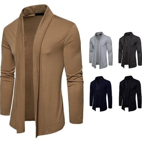 2020 Fashion Mens Solid Color Plus Size Jacket Casual Long Sleeve Shawl Cardigan Business Sweater Winter Clothing