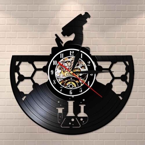 Chemistry Vinyl Record Wall Clock Silent Non Ticking Wall Watch Biochemistry Classroom Study Art Decor Gift For Chemistry Major