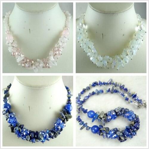 New fashion hot selling good quality pink crystal Opal lapis lazuli beads natural stone manual necklace jewelry free shipping