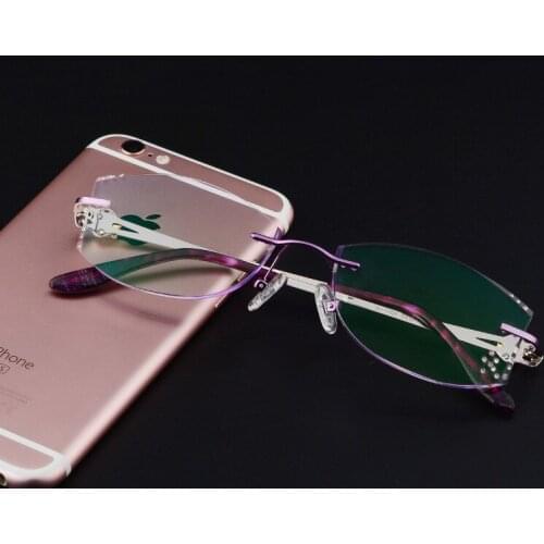 New Eight-hole Screwless Korean Frameless Diamond Womens Glasses Myopia Glasses Mens Eyeglasses Brand Designer