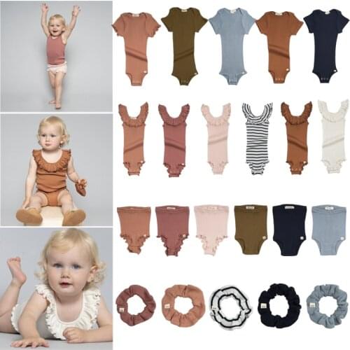 Newborn Girl Clothes Infant Ruffles Romper 2021 Summer One Piece Jumpsuit Baby Girl 2 Piece Set shorts Hair Band