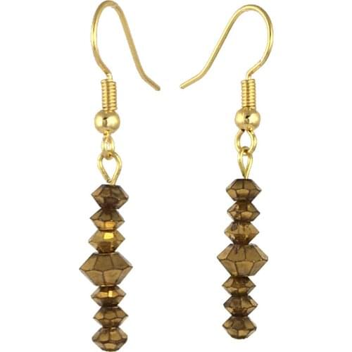 Earring Dangle And Drop 24k Gold Painted Glass Beaded Handmade Woman Fashion Jewelry Made In Turkey