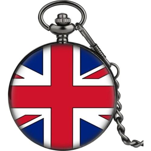 Steampunk British Flag Pendant Watches American Flag Pocket Watch for Men montre de poche for Women relogio de bolso