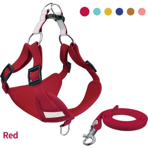 Soft Suede Dog Harness and Leash Set Reflective Dog Harness for Small Medium Dogs No Pull Pet Harness with Walking Lead Safety
