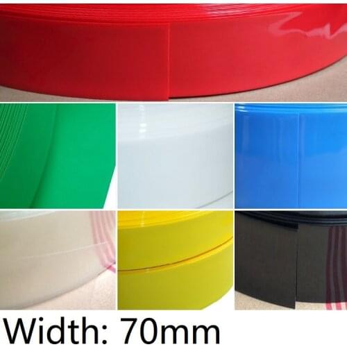 Width 70mm PVC Heat Shrink Tube Dia 44mm Lithium Battery Insulated Film Wrap Protection Case Pack Wire Cable Sleeve Colorful