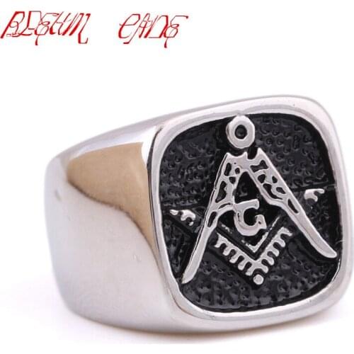 Hiphop/Rock Punk Biker Titanium Stainless Steel Mason Freemasonry Masonic Rings