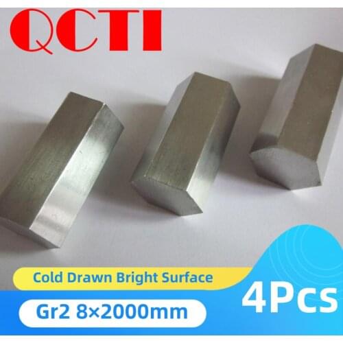 4Pcs Gr2 Titanium Hex Bar Rod Pickling Cold Drawn Bright Surface 8×2000mm Hexagonal Rods for Various Processing