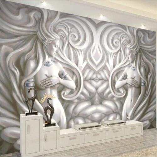 Wellyu European relief beautiful sculpture modern fashion 3D TV background wall custom large mural green wallpaper