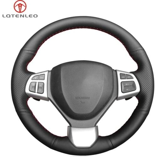 LQTENLEO Black Genuine Leather Car Steering Wheel Cover For Suzuki Swift 2011-2017 Swift Sport 2011-2017 Vitara S 2015-2019