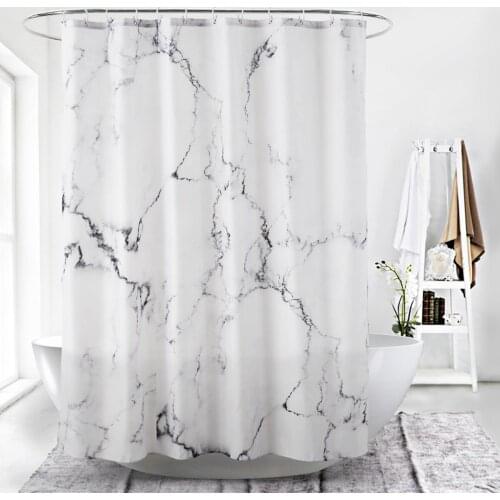 Shower Curtain with Hooks Marble Painting Bathroom Waterproof Curtain Home Decor Mould Proof Curtain 180x180cm