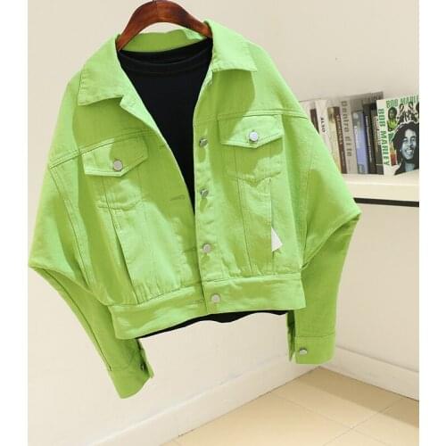 Spring New Fashion Bat sleeve Short Denim Jacket Women Loose Student Outerwear Chaqueta Mujer Harajuku Jeans Jackets Coat Female
