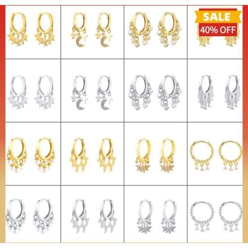 Star Moon Pearl Earrings For Women 925 Sterling Silver 2021 Trend Dangle Earring Round Pendientes Jewelry Gotico Femenino Aretes