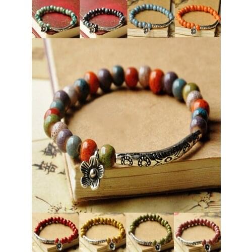 Bracelets Vintage Bracelets For Women Ceramic Ladies Multicolor Bracelets Flowers Colored Beads Bracelets Friendship Bracelets