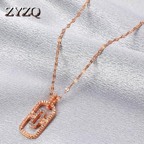 ZYZQ ins New Trend Paperclip Clavicle Chain Square Creative Geometric Hollow Pendant Necklace For Women Jewelry 2021