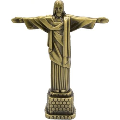 1pcs 18cm Metal Brazil Crist Redentor Jesus Figurine Christ the Redeemer Statue Jesus Christ Statue Catholic Gift Home Decor