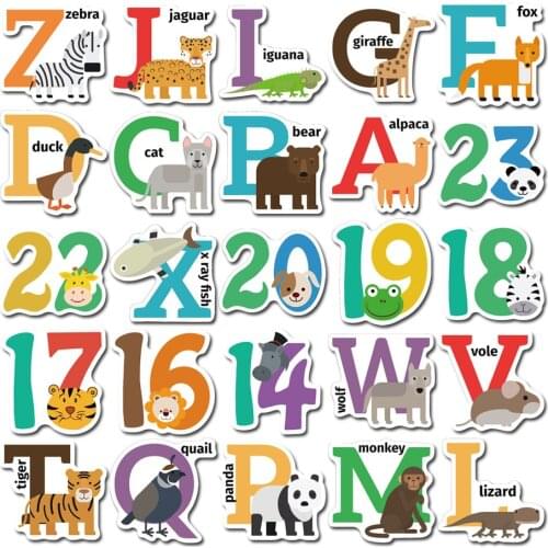 10/50Pcs Cartoon English Alphabet Number Learning Sticker Child Early Education Wallpaper Eco Friendly Self Adhesive Decoration