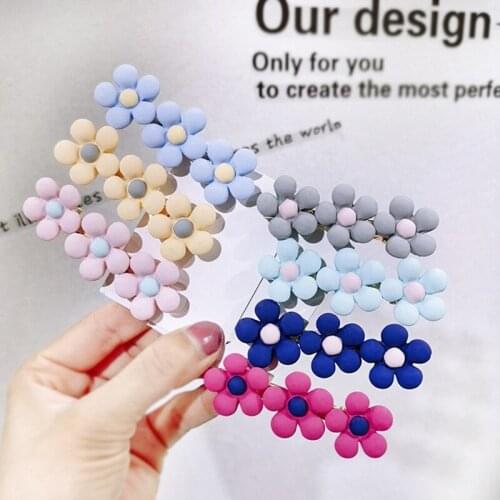 100pcs/lot Acrylic Plum Blossom Hair Duck Clips Candy Colore Cartoon Hairpins Hair Styling Tools Hair Accessories HA1170