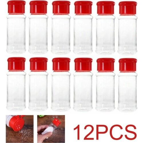 12pcs Cheese Pepper Sugar Powder Spice Condiments Seasoning Jars Kitchen Gadgets Storage Containers Transparent