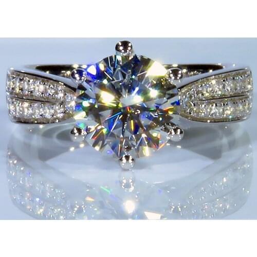 14K Au585 White Gold Women Ring Moissanite Diamonds 1 2 3 4 5 Carat Round Elegant Wedding Party Engagement Anniversary Ring