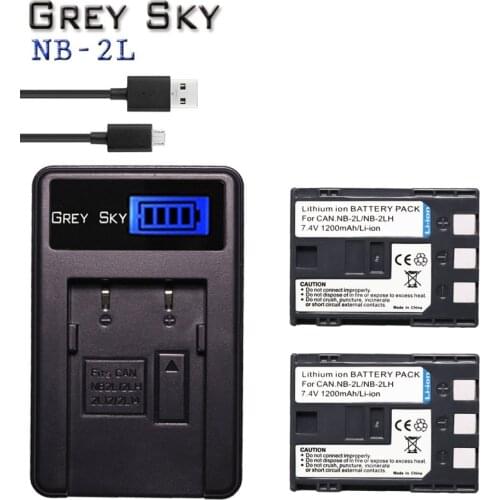 2Pcs 1200mAh NB-2L NB-2LH NB 2L NB2LH battery + LCD USB Charger for Canon EOS 400D S80 S70 S50 S60 350D G7 G9 Kiss N X Rebel XT