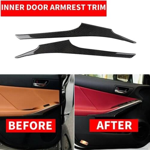 2PCS Carbon Fiber Car Inner Door Handle Armrest Cover Trim Strip Sticker For Lexus IS250 IS350 2013-2019 Interior Mouldings