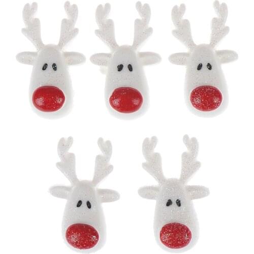 5pcs DIY Christmas white reindeer Resin flatback Cabochon