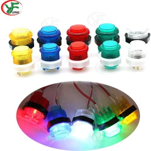 50 PCS 28mm / 24mm 5V LED Illuminated Push button Light Button With Mirco Swich Nut Round Buttons For DIY Arcade Raspberry Pi